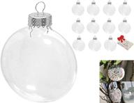 🔵 yuoto 12pcs 80mm oval clear glass flat disk ball ornaments for crafts fillable, diy paintable empty transparent disc globes ornament for christmas tree decoration, indoor and outdoor use logo