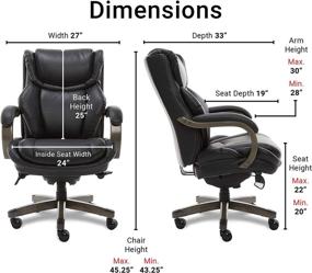 img 2 attached to LaZBoy Big & Tall Executive Office Chair with Comfort Core Cushions, Ergonomic High-Back Design, Solid Wood Arms, Bonded Leather Upholstery, Black