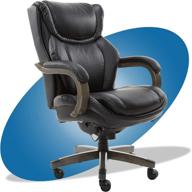 lazboy big & tall executive office chair with comfort core cushions, ergonomic high-back design, solid wood arms, bonded leather upholstery, black логотип