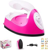 heat press machine for diy clothes, t-shirts, shoes, hats | small htv vinyl projects | portable mini electric iron for heating transfer | with charging | stickers included logo