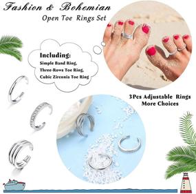 img 2 attached to 💍 Udalyn Sterling Silver Open Toe Rings: Adjustable Band Jewelry Set for Women - Hypoallergenic Finger Foot Accessories (3 Pcs)