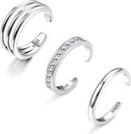 💍 udalyn sterling silver open toe rings: adjustable band jewelry set for women - hypoallergenic finger foot accessories (3 pcs) logo