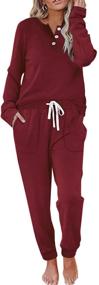 img 4 attached to Outfits Loungewear Clothes Trendy Burgundy