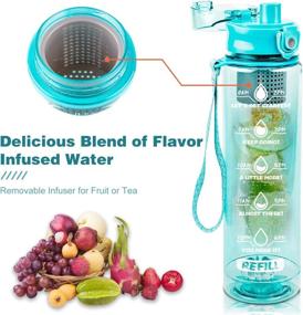 img 2 attached to 💧 Stay Hydrated with our 32oz 1Liter Motivational Tracking Flip Top Water Bottle - Hourly Time Marker, Measurements, Infuser, Shaker & Handle - Drink Your Water Remainder - Times to Drink for The Day - Large Leakproof Sport