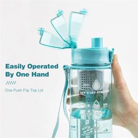 img 1 attached to 💧 Stay Hydrated with our 32oz 1Liter Motivational Tracking Flip Top Water Bottle - Hourly Time Marker, Measurements, Infuser, Shaker & Handle - Drink Your Water Remainder - Times to Drink for The Day - Large Leakproof Sport