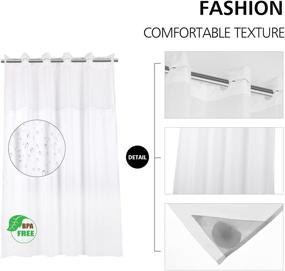 img 2 attached to 🚿 YQN No Hook Shower Curtain: Magnetic, Thick Polyester Bath Curtain with Light-Filtering Mesh Screen, Anti ABS Flex-On Rings - Size 70.8 x 74 Inch, White