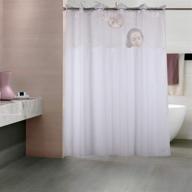 🚿 yqn no hook shower curtain: magnetic, thick polyester bath curtain with light-filtering mesh screen, anti abs flex-on rings - size 70.8 x 74 inch, white logo