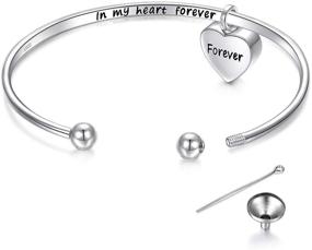 img 4 attached to Sterling Silver Urn Bracelet for Ashes: a Meaningful Easter Gift for Women, Girls - Engraved Heart Pendant Keepsake