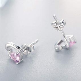 img 1 attached to 💖 S925 Sterling Silver Interlocking Heart Pink CZ Stud Earrings for Women and Teen Girls, Hypoallergenic Post Pin Piercing Jewelry, Fashionable Valentine's Day Gifts for Mom and Wife