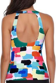 img 3 attached to 👙 Holipick High Neck Tankini Top: Tummy Control Swimsuit for Women - Stylish Bathing Suit Tops