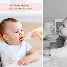 img 2 attached to 🥄 Termichy Baby Food Feeder Spoon - Silicone Spoon for Baby Led Weaning, Encourages Self-Feeding, 90ML, 2-Pack (Pink)