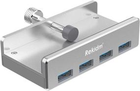 img 4 attached to 💻 Rekidm 4 Port Aluminum Clamp Design USB Hub 3.0 for Desktop - Space-Saving & Fast Speed Transfer