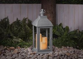 img 3 attached to Sterno Home Hanging Farmhouse LED Light Flameless Candle Lantern, Grey, 23.5 inches