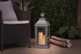 img 2 attached to Sterno Home Hanging Farmhouse LED Light Flameless Candle Lantern, Grey, 23.5 inches