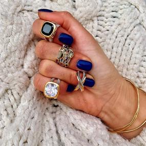 img 1 attached to 💍 Винтажная любовь Старинные женские украшения: кольцо UNY с красивым кристаллами CZ искривленным кабельным проводом - дизайнерский модный бренд