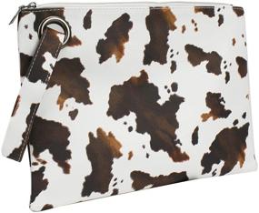 img 2 attached to 🐆 Stylish Oversized Leopard Leather Wristlet: Perfect Evening Handbags & Wallets for Women