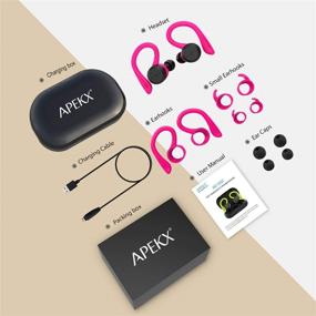 img 1 attached to 🎧 Беспроводные наушники APEKX Bluetooth: наушники с зарядным футляром, влагозащищенность IPX7, стереозвук TWS, встроенный микрофон, глубокие басы для спорта и бега - розовые