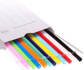 img 4 attached to 🥤 Dakoufish 12 Piece 11 Inch Reusable Plastic Thick Drinking Straws - BPA Free Mason Jar Straws in 12 Plain Colors (11inch,12color)