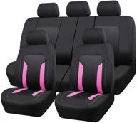 🚗 car-grand universal fit sporty breathable mesh and fabric car seat covers, ideal for cars, sedans, trucks, vans, airbag compatible in eye-catching pink color logo