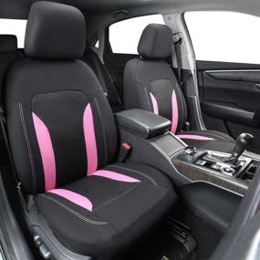 img 3 attached to 🚗 CAR-GRAND Universal Fit Sporty Breathable Mesh and Fabric Car Seat Covers, Ideal for Cars, Sedans, Trucks, Vans, Airbag Compatible in Eye-Catching Pink Color