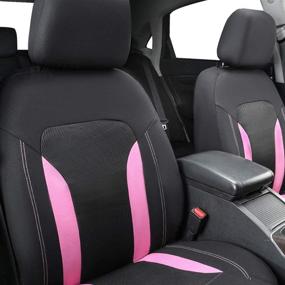 img 2 attached to 🚗 CAR-GRAND Universal Fit Sporty Breathable Mesh and Fabric Car Seat Covers, Ideal for Cars, Sedans, Trucks, Vans, Airbag Compatible in Eye-Catching Pink Color