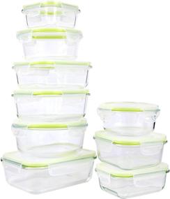 img 4 attached to 🍽️ 18-Piece Glass Food Storage Containers Set by Glasswell - Airtight & Leakproof, BPA-Free - Dishwasher, Oven, Freezer, Microwave Safe Meal Prep Containers