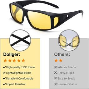 img 1 attached to 🕶️ Dollger Night Vision Glasses - Anti Glare Fit Over Prescription Glasses with HD Polarized Lenses for Women and Men - Ideal for Night Driving