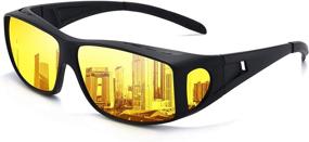 img 4 attached to 🕶️ Dollger Night Vision Glasses - Anti Glare Fit Over Prescription Glasses with HD Polarized Lenses for Women and Men - Ideal for Night Driving