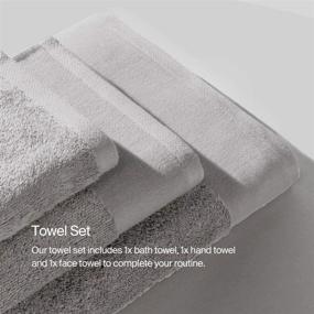 img 3 attached to 🧼 Premium Silvon Luxury Antimicrobial Towel Set (Face, Hand & Bath) - Infused with Silver & Supima Cotton to Prevent Bacteria & Odor - Ultra Soft & Highly Absorbent (Grey, Set)