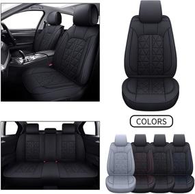 img 4 attached to 🔺 INCH EMPIRE Seat Cover: Universal Fit, Full Set, Airbag Compatible & Water-Proof - Triangle Black