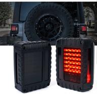🚦 xprite smoked lens red led tail light assembly for 2007-2018 jeep wrangler jk jku - brake, turn signal, and back up compatible logo