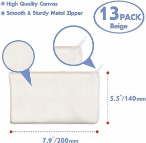 img 3 attached to 🛍️ Set of 13 Cotton Canvas DIY Craft Zipper Bags, Versatile for Organizing Pens, Coins, Bills, Makeups, Medicine, Travel Toiletries, Size 7.9"x5.5