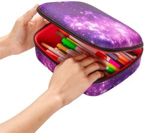 img 1 attached to 🖍️ Colorful Large Pencil Box by ZIPIT - Holds up to 110 Pens - Durable School and Office Supplies Storage Container - Secure Zipper Closure - Purple Galaxy Design