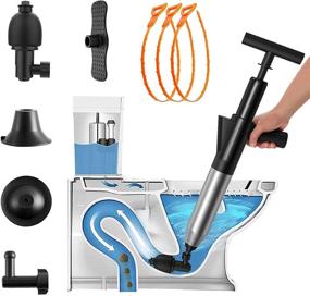 img 4 attached to 🚽 WUOAUM Toilet Plunger, Air Drain Blaster Kit, Clog Remover with 4 Replaceable Heads &amp; Visual Barometer, High Pressure Air Toilet Unclogger Plumbing Tools - Ideal for Clearing Clogged Toilets, Sinks, and Sewer Pipes