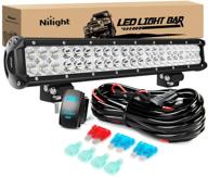 nilight zh082: 20 inch 126w led light bar - spot flood combo for off road, 5pin rocker switch, wiring harness kit, 2 year warranty logo