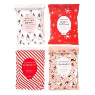 holiday facial wipe set by body prescriptions - 4 packs of makeup remover face wipes, featuring winter berry, cranberry, warm vanilla, peppermint scents, and daily cleansing towelettes logo