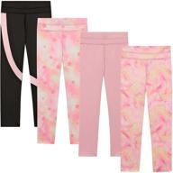 👧 girls' 4-pack leggings set with wide waistband - perfect for exercise and sports logo