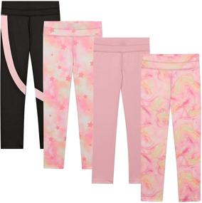 img 4 attached to 👧 Girls' 4-Pack Leggings Set with Wide Waistband - Perfect for Exercise and Sports