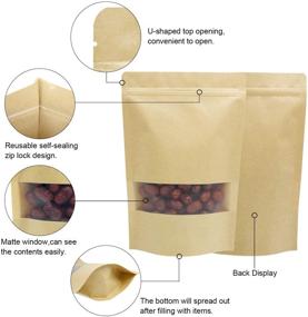 img 1 attached to 🛍️ 100 Pack Kraft Stand Up Pouch Bags with Tear Notch, Matte Window, and Resealable Zip Lock - Ideal for Food Storage (5.5IN X 7.9IN)