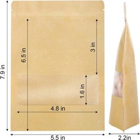 img 2 attached to 🛍️ 100 Pack Kraft Stand Up Pouch Bags with Tear Notch, Matte Window, and Resealable Zip Lock - Ideal for Food Storage (5.5IN X 7.9IN)