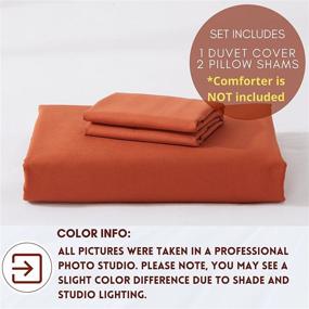 img 2 attached to 🛏️ Alazuria Bedding Duvet Cover Set - Ultra Soft Burnt Orange Queen Comforter Cover with 2 Pillow Shams
