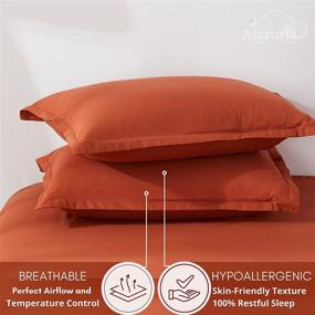 img 1 attached to 🛏️ Alazuria Bedding Duvet Cover Set - Ultra Soft Burnt Orange Queen Comforter Cover with 2 Pillow Shams