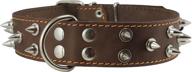 🐶 dogs my love genuine leather brown spiked dog collar - 1.6&#34; wide. ideal for large breeds like mastiff & american bulldog - fits 19&#34;-23&#34; neck logo