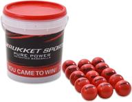 🏋️ 15-pack rukket weighted baseball/softball heavy training balls for controlled powerball practice: hitting, batting, and pitching with 1 pound, 2 7/8-inch diameter – choose ball bucket holder option logo