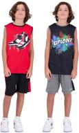 🏀 hind 4-piece red lime basketball athletic boys' clothing set logo