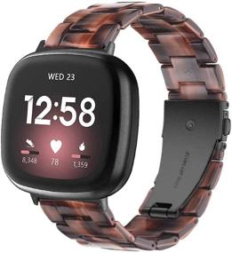 img 4 attached to Браслет-ремешок из смолы Ayeger для Fitbit Versa 3 / Fitbit Versa Sense - Легкий браслет на запястье с заменой металлической пряжкой из нержавеющей стали (кофе)