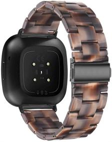 img 3 attached to Браслет-ремешок из смолы Ayeger для Fitbit Versa 3 / Fitbit Versa Sense - Легкий браслет на запястье с заменой металлической пряжкой из нержавеющей стали (кофе)