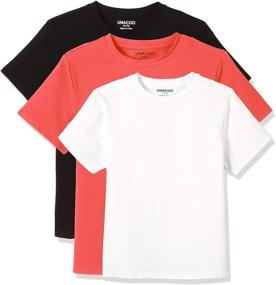 img 1 attached to 👕 UNACOO Fiting Stretch Crew Neck Shirts: Stylish Boys' Tops, Tees & Shirts