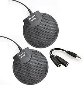 img 1 attached to Sound Tech CM-1000 (2-Pack) Omni-Directional Table Top Conference Meeting Microphone with Stereo 3.5mm Plug & Audio Splitter