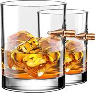 🥃 kollea bullet whiskey glasses set of 2 - whiskey glasses with .308 bullet design, perfect for whisky, scotch, bourbon - 10 oz - great gift idea for men logo